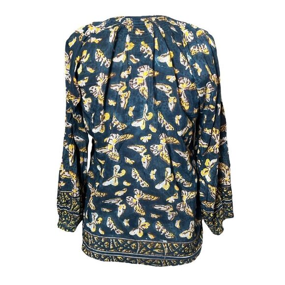 Bell by Alicia Bell Top Small Tunic Butterfly Cotton Silk Button Up - Picture 3 of 5